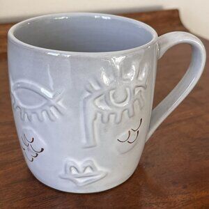 Starbucks Coffee Raised Siren Face Mug 2016 11 oz. Gray & Metallic Gold Cup Wink